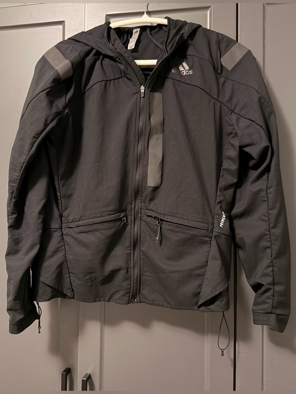 adidas Black Hooded Performance Running Jacket S